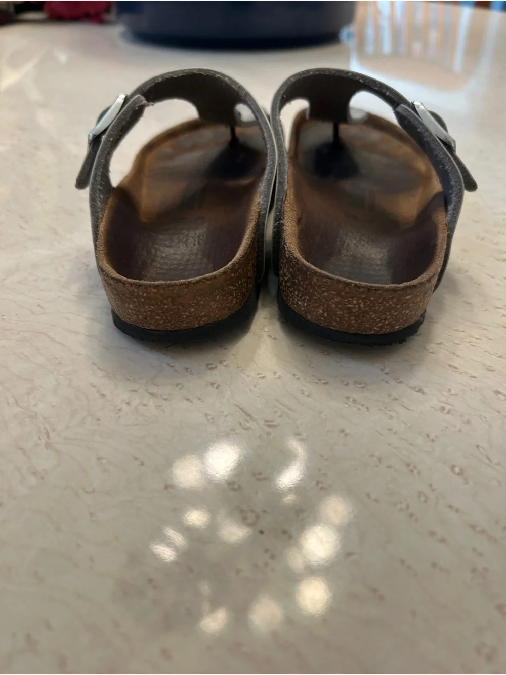 Kids Birkenstock gizeh silver sandals